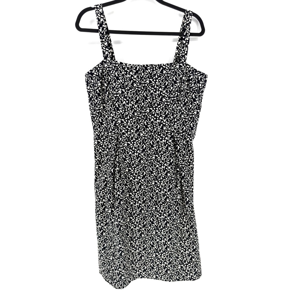 Karin Stevens Sheath Dress 14 Black White Adjustable Smocked Back